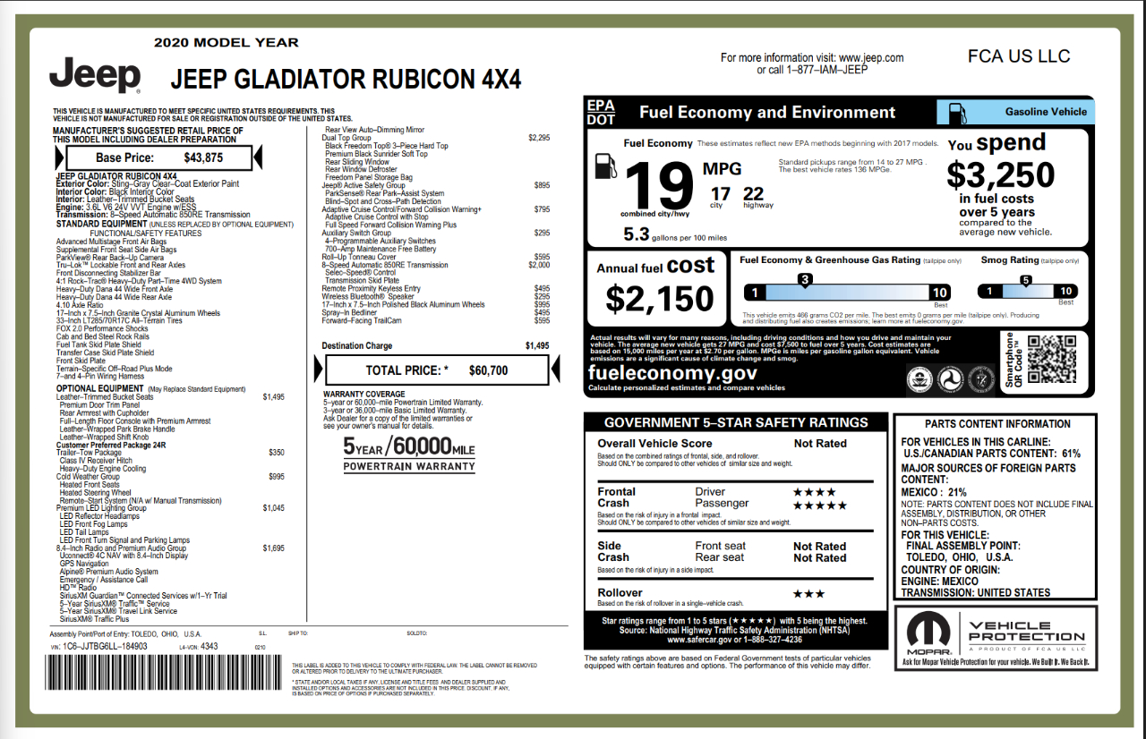 Jeep Gladiator Rubicon 4x4 2020