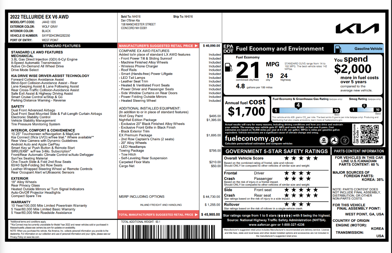 Kia Telluride EX AWD 2022