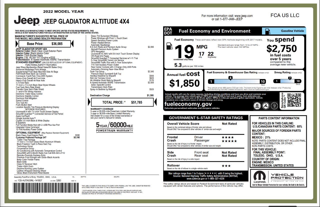 Jeep Gladiator Altitude 4x4 2022