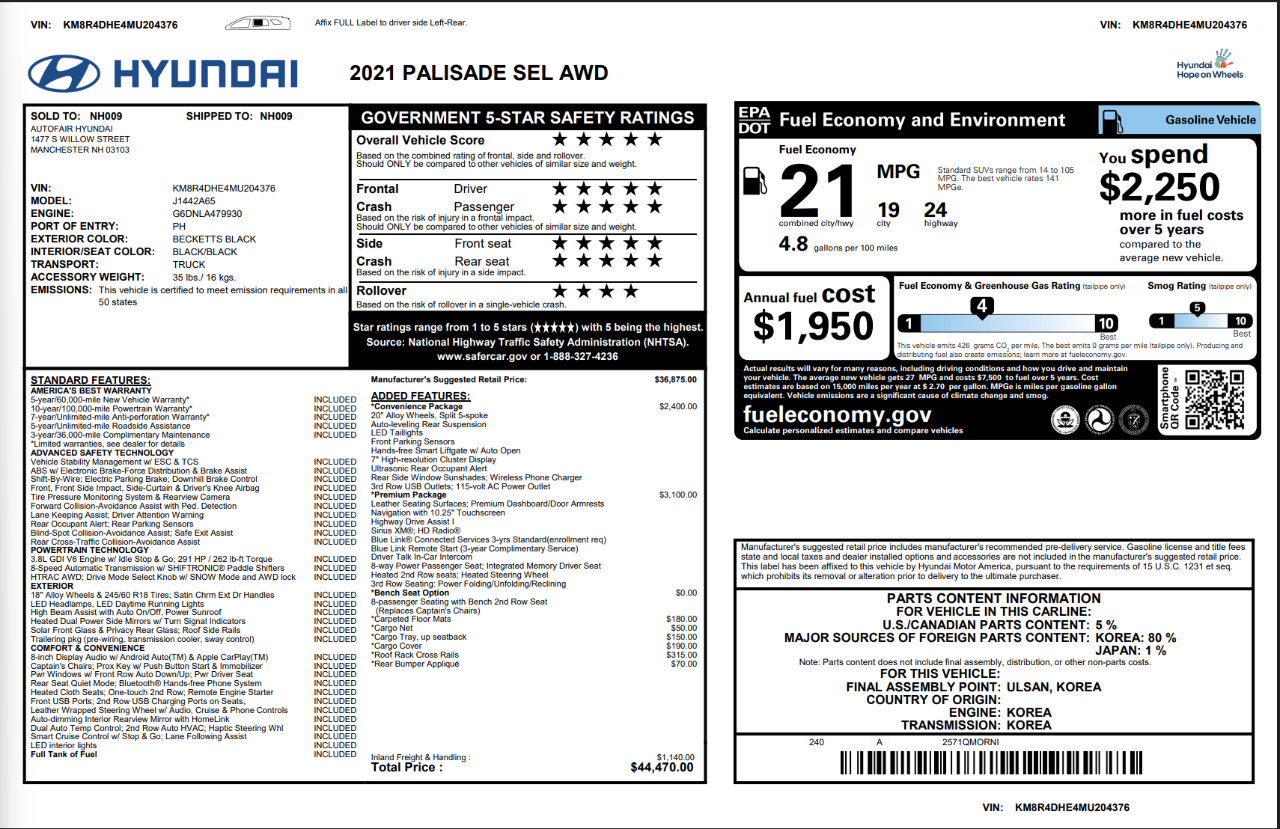 Hyundai Palisade SEL AWD 2021