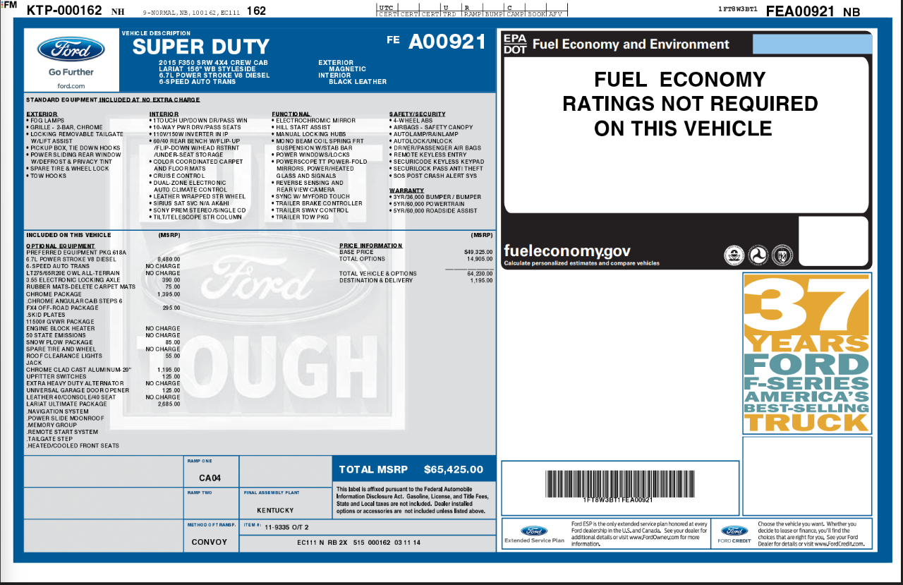 Ford Super Duty F-350 SRW 4WD Crew Cab 156" King Ranch 2015