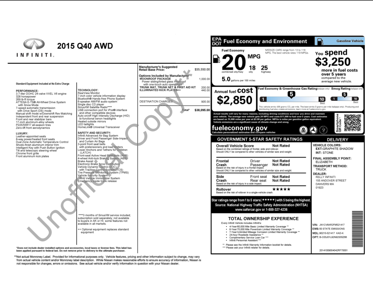 Infiniti Q40 4dr Sdn AWD 2015