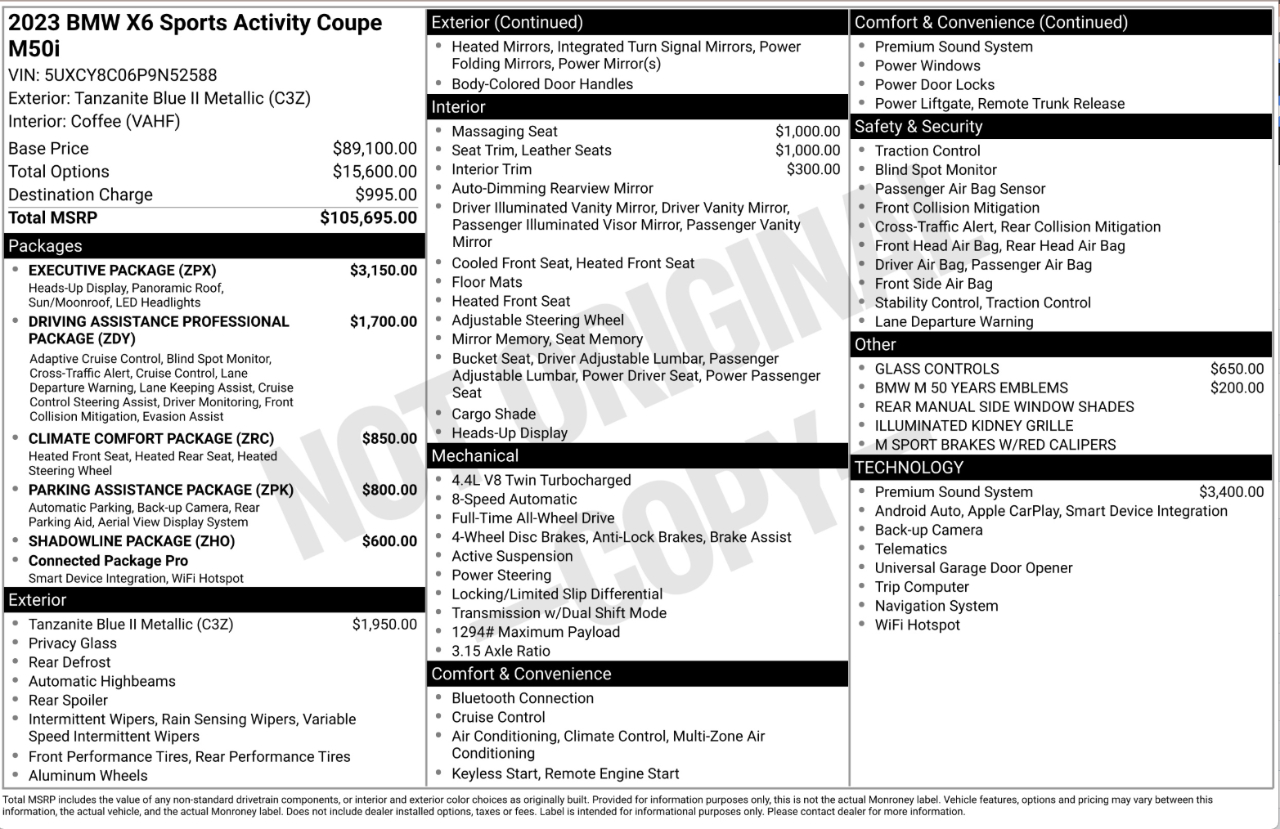 BMW X6 M50i Sports Activity Coupe 2023