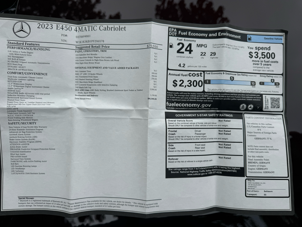 Mercedes-Benz E-Class E 450 4MATIC Cabriolet 2023