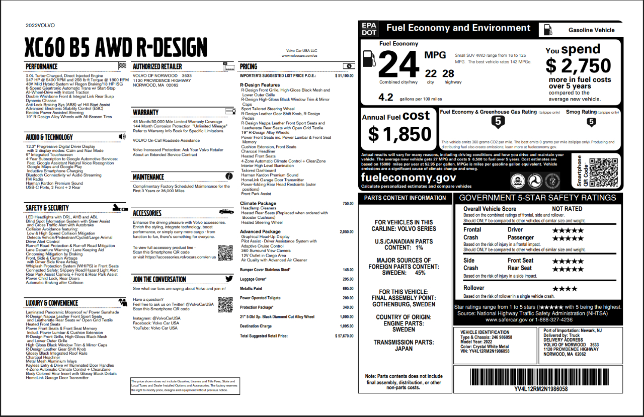 Volvo XC60 B5 AWD R-Design 2022