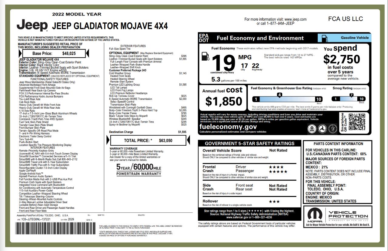 Jeep Gladiator Mojave 4x4 2022