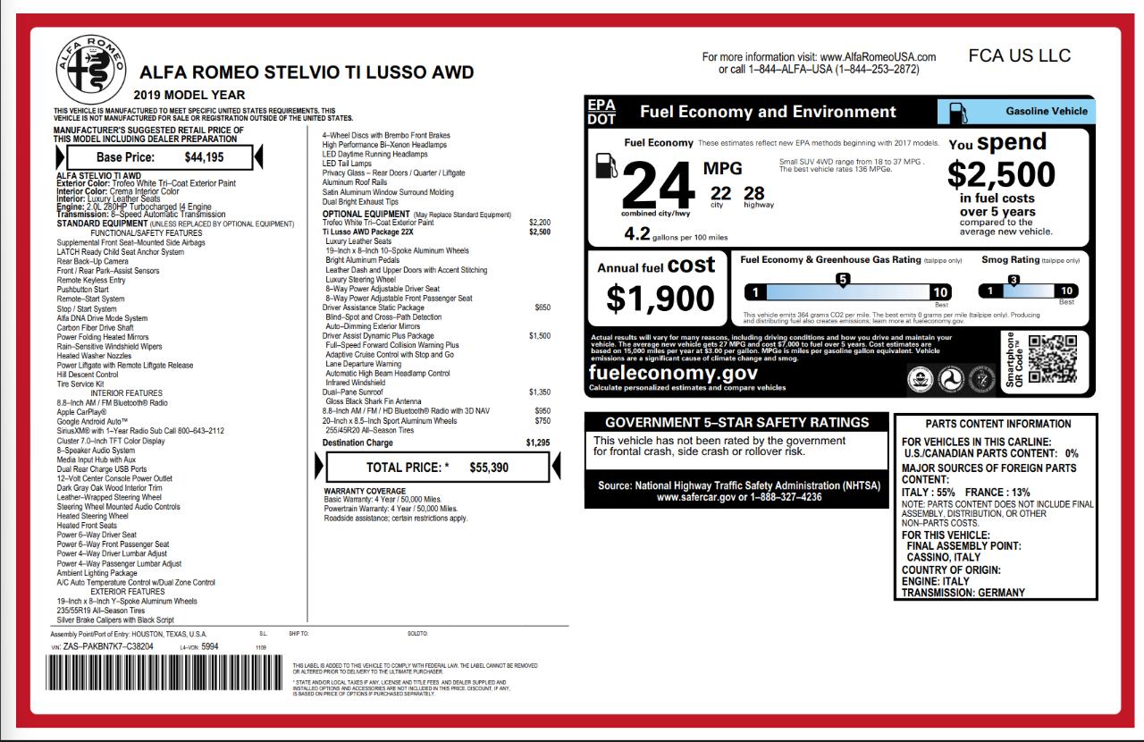 Alfa Romeo Stelvio Ti Lusso AWD 2019