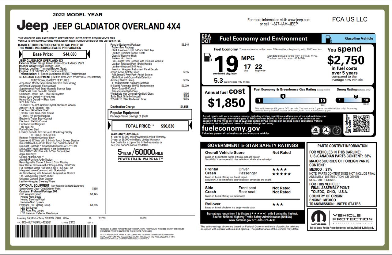 Jeep Gladiator Overland 4x4 2022