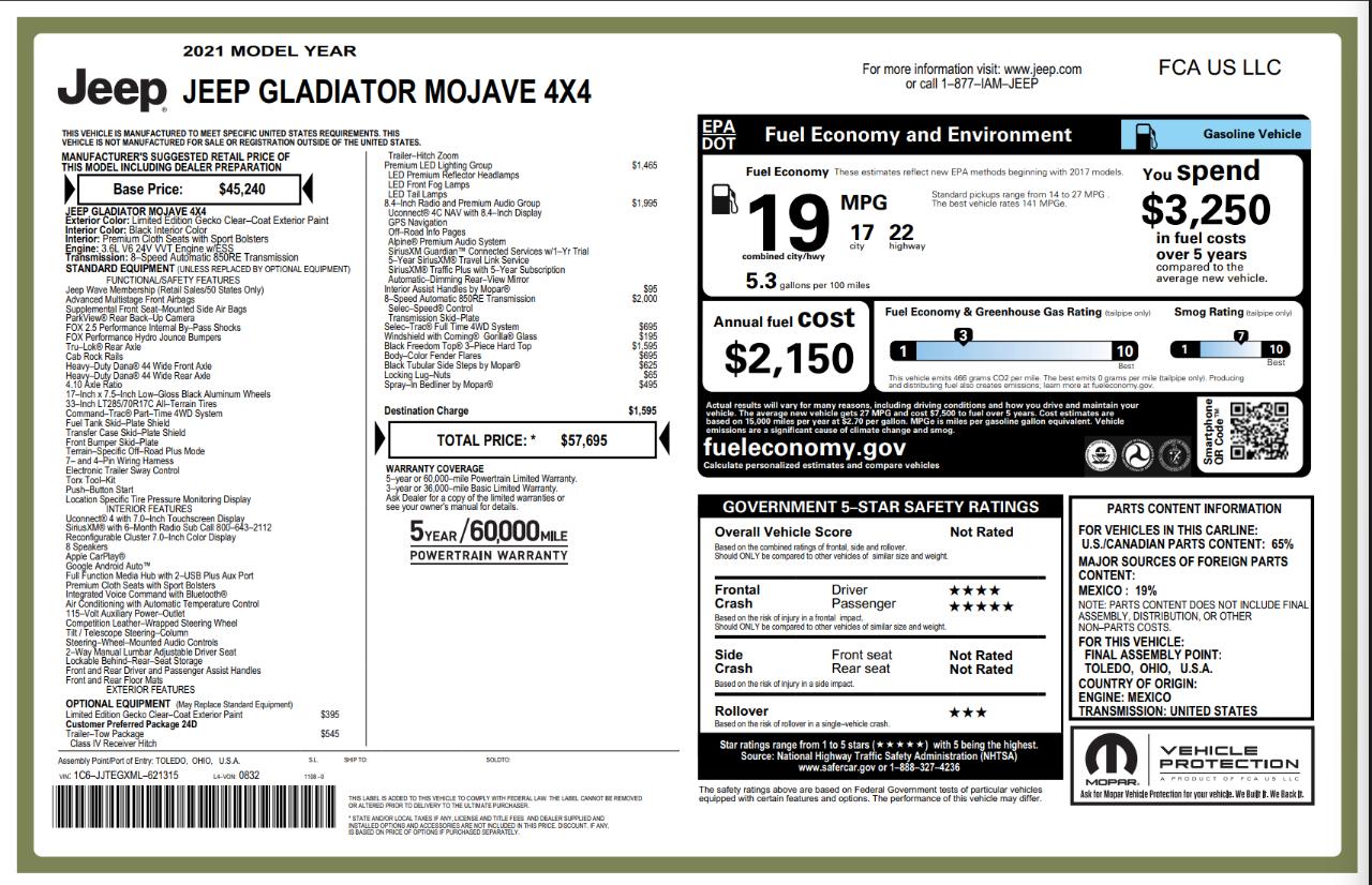 Jeep Gladiator Mojave 4x4 2021