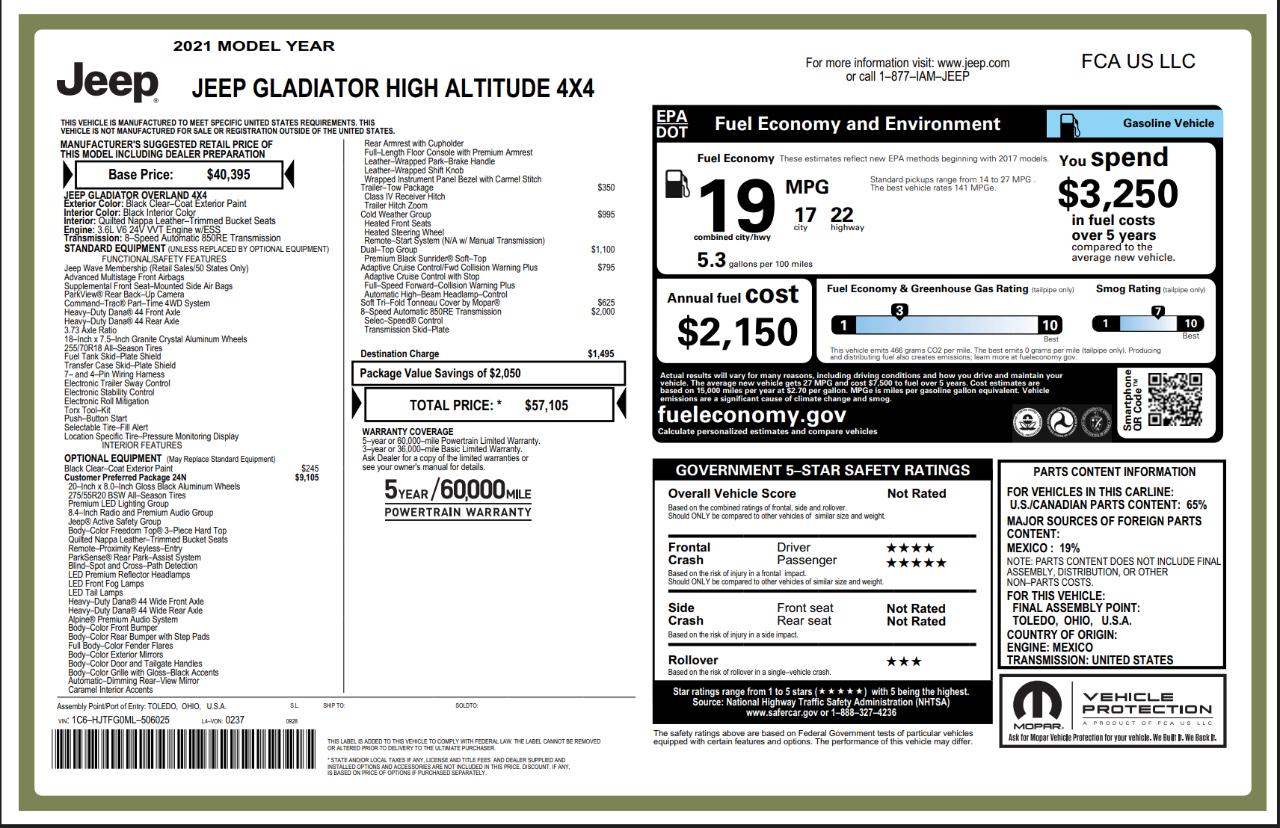 Jeep Gladiator High Altitude 4x4 2021