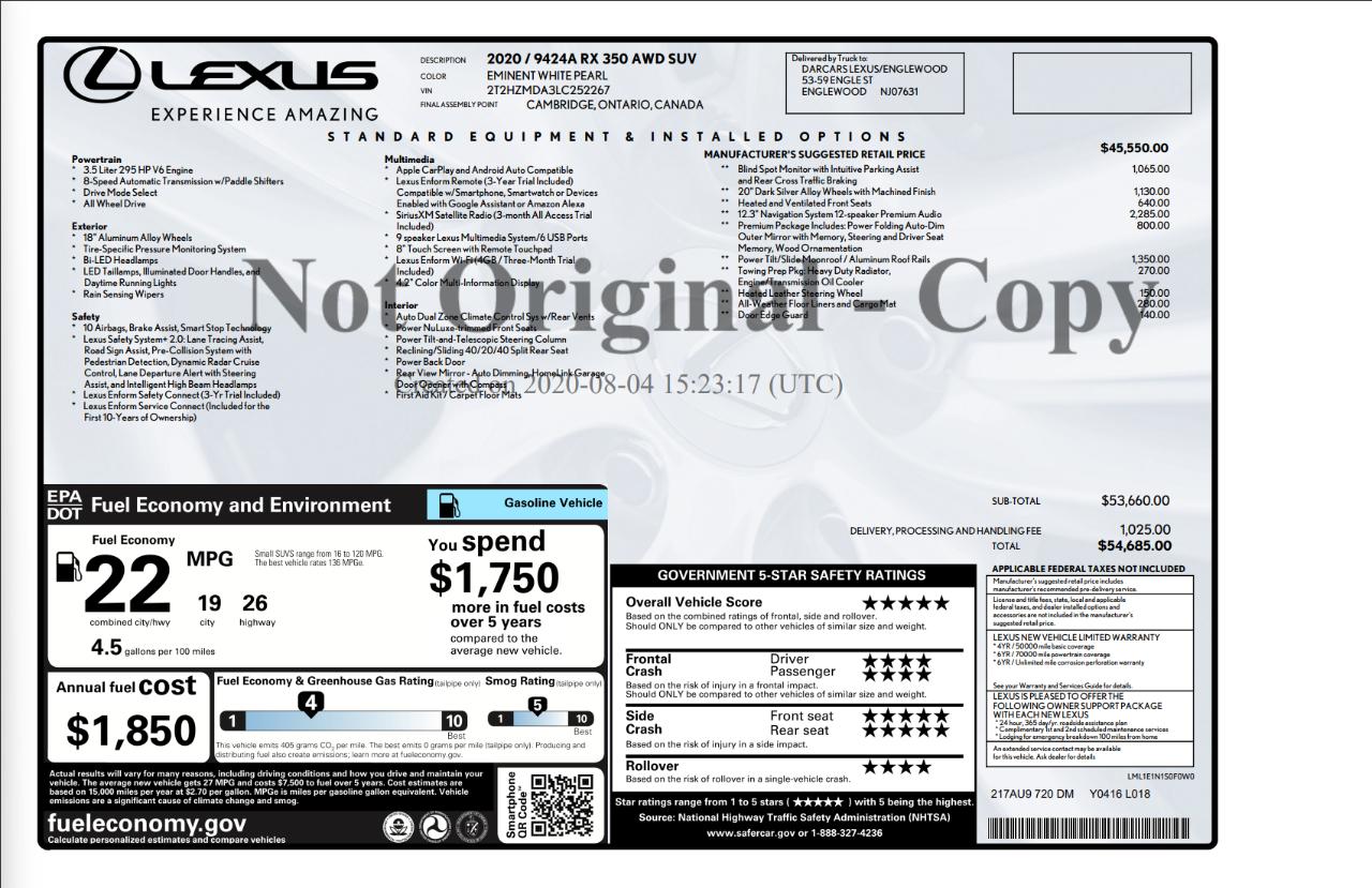 Lexus RX RX 350 AWD 2020