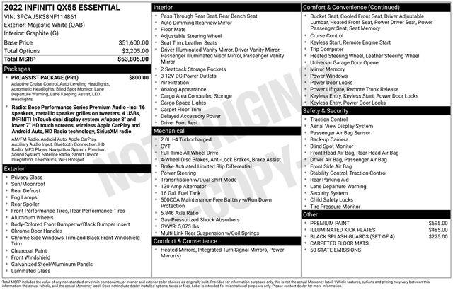 Infiniti QX55  2022 Infiniti QX55  2022