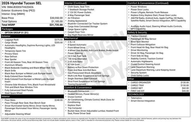 Hyundai Tucson  2026 Hyundai Tucson  2026