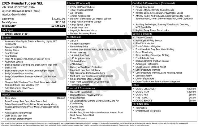 Hyundai Tucson  2026 Hyundai Tucson  2026