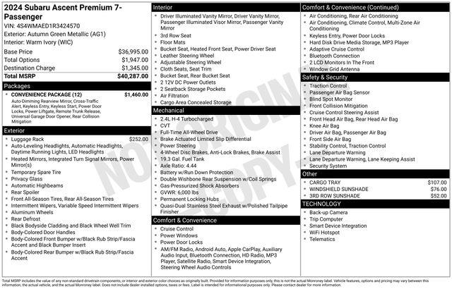 Subaru Ascent  2024 Subaru Ascent  2024