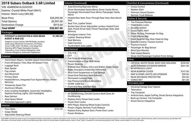 Subaru Outback  2018 Subaru Outback  2018