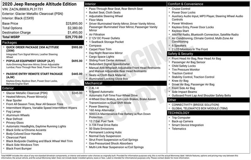 Jeep Renegade  2020 Jeep Renegade  2020