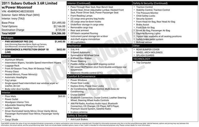 Subaru Outback  2011 Subaru Outback  2011