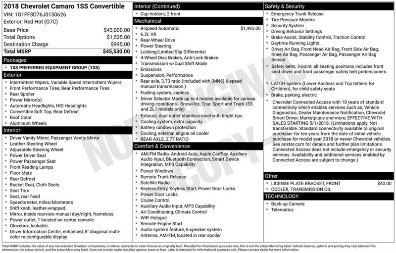 Chevrolet Camaro  2018