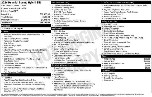 Hyundai Sonata Hybrid  2026