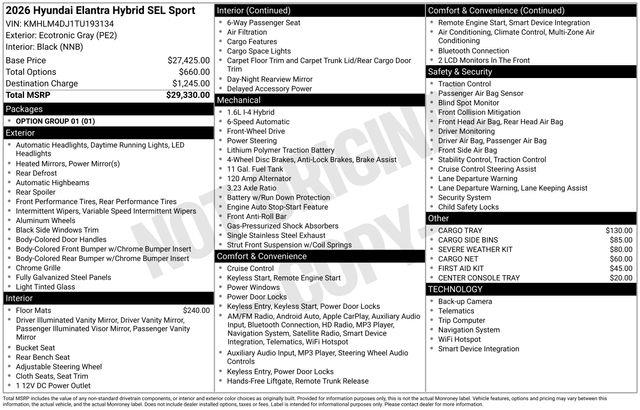 Hyundai Elantra Hybrid  2026