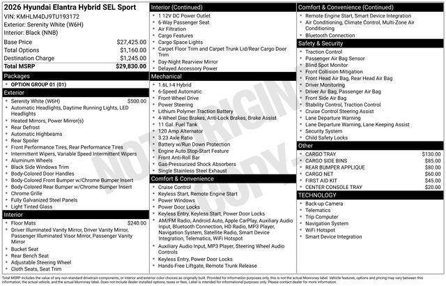 Hyundai Elantra Hybrid  2026
