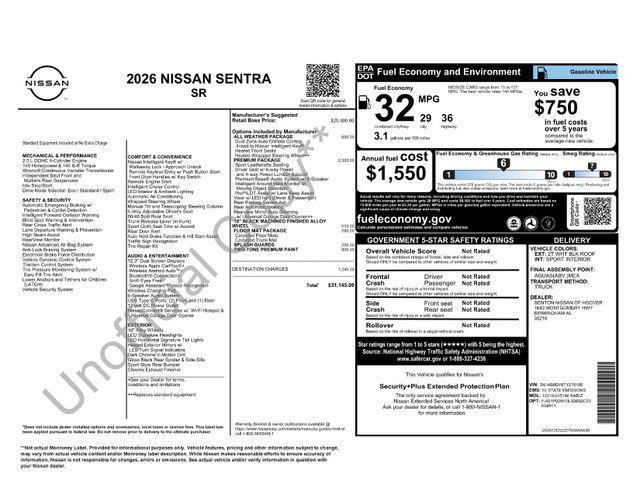 Nissan Sentra  2026