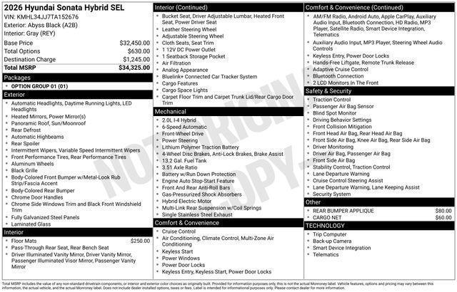 Hyundai Sonata Hybrid  2026