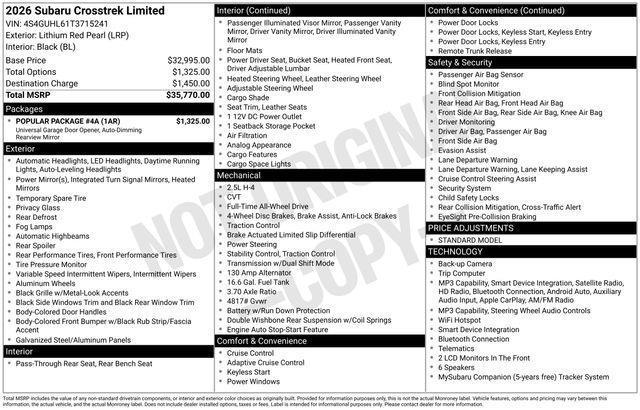 Subaru Crosstrek  2026