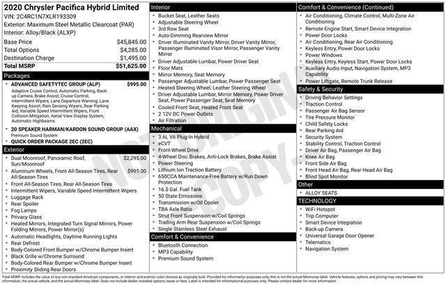 Chrysler Pacifica Hybrid  2020
