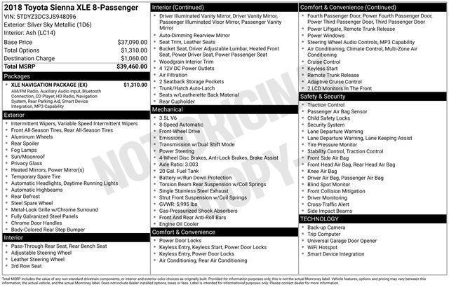 Toyota Sienna  2018