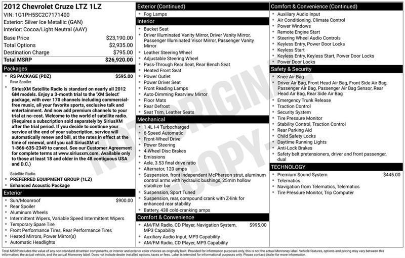 Chevrolet Cruze  2012