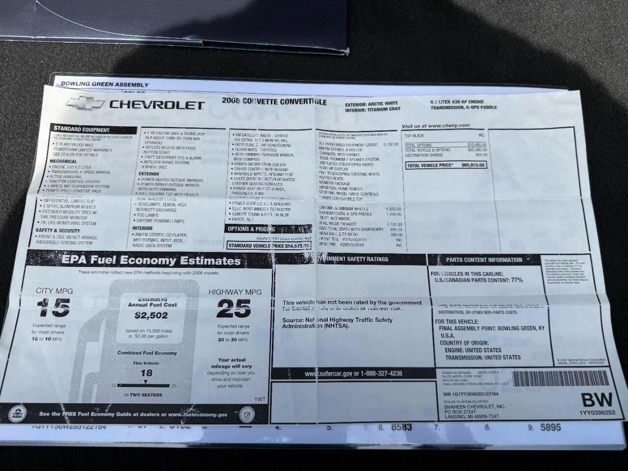 Chevrolet Corvette 2dr Conv 2008