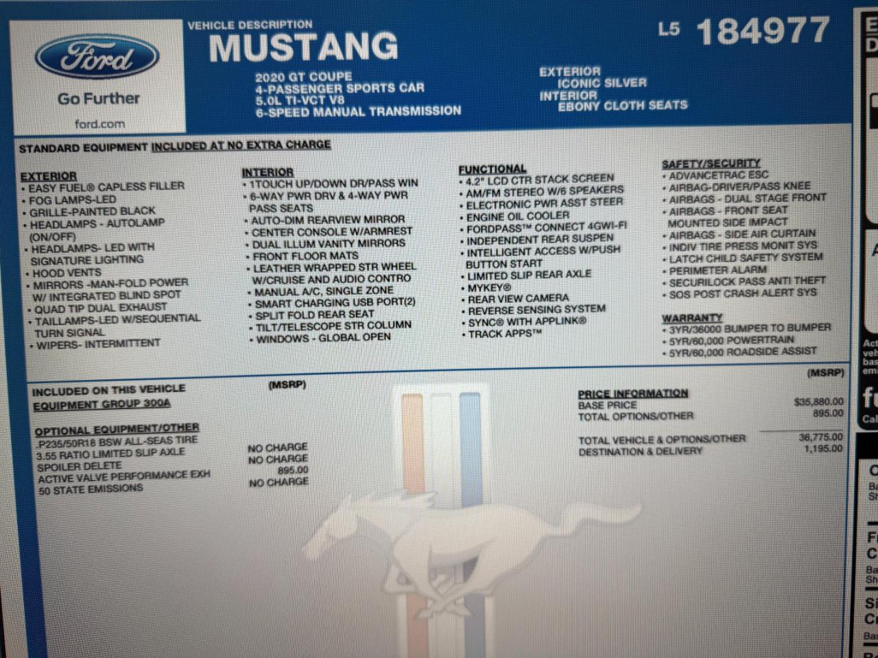 Ford Mustang GT Fastback 2020