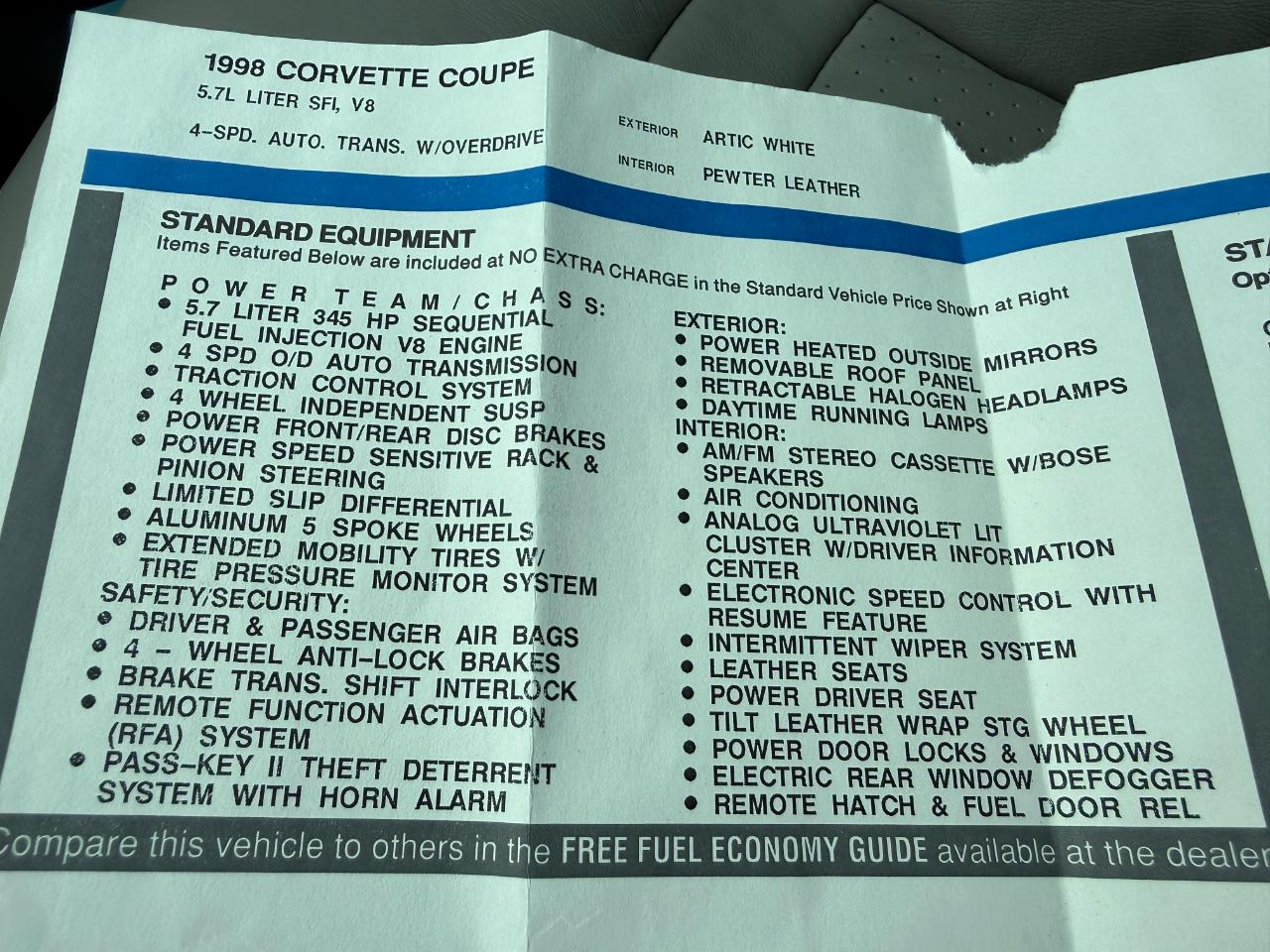Chevrolet Corvette 2dr Cpe 1998