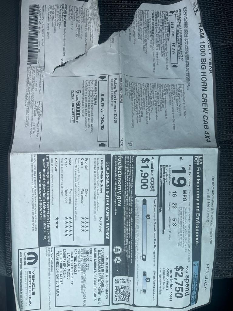 RAM 1500 SLT Crew Cab SWB 4WD 2018