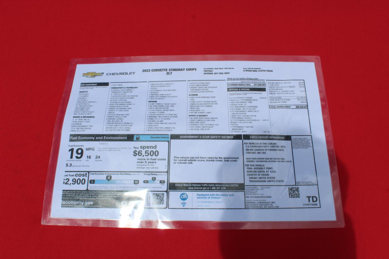 Chevrolet Corvette 2dr Stingray Cpe w/2LT 2023