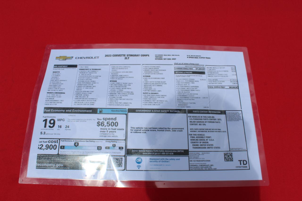 Chevrolet Corvette 2dr Stingray Cpe w/2LT 2023