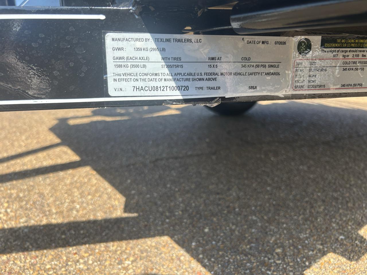Texline Single Axle Trailer  2026