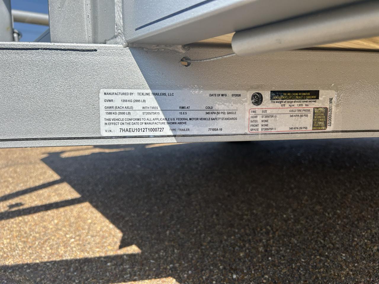 Texline Single Axle Trailer  2026