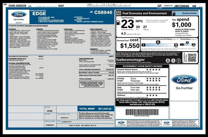 Ford Edge SEL AWD 2018