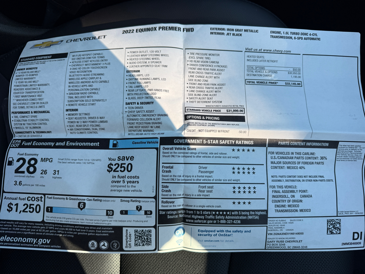 Chevrolet Equinox Premier 1.5 2WD 2022