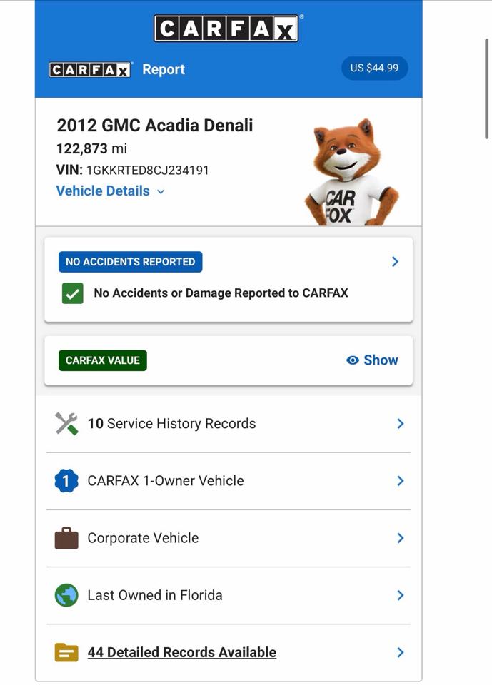 GMC Acadia Denali FWD 2012
