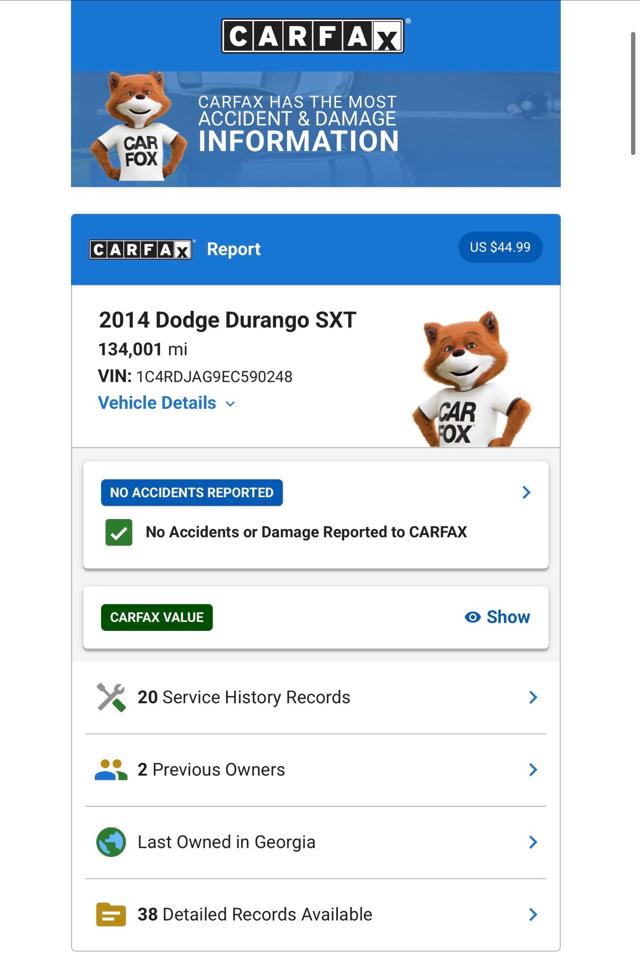 Dodge Durango SXT AWD 2014