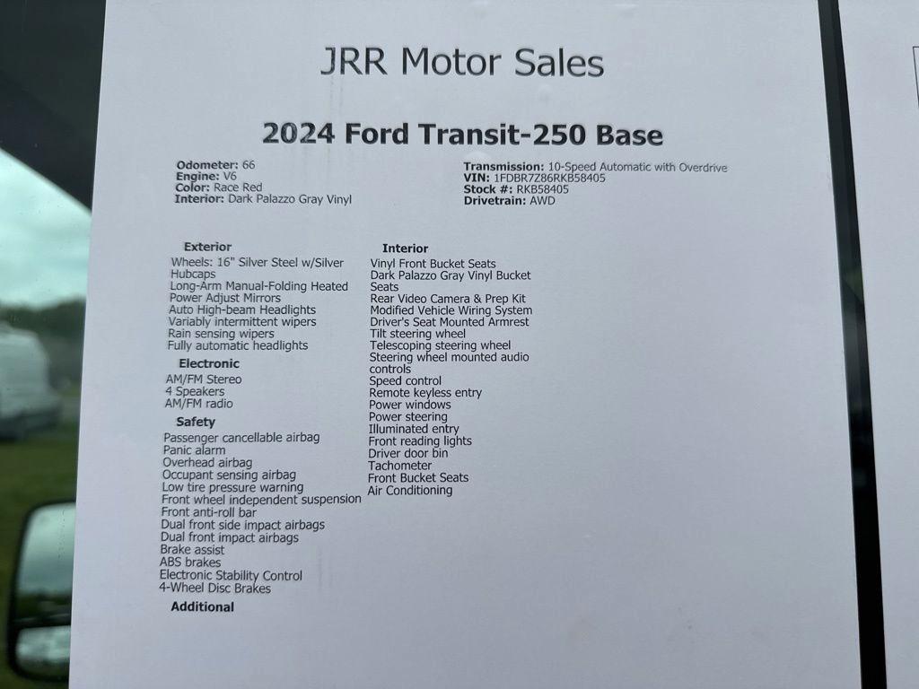 Ford Transit Chassis T-250 AWD SRW 138" WB 9070 GVWR 2024