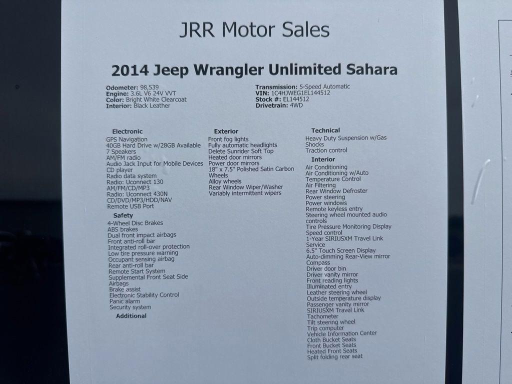 Jeep Wrangler Unlimited 4WD 4dr Sahara 2014
