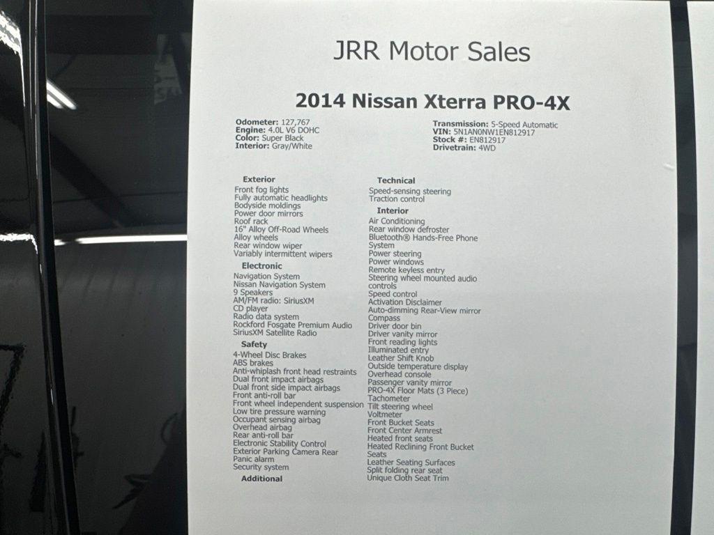 Nissan Xterra 4WD 4dr Auto Pro-4X 2014
