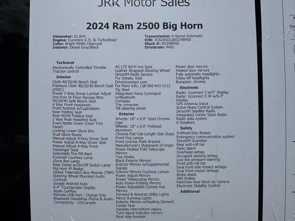 RAM 2500 Big Horn 4x4 Crew Cab 6'4" Box 2024