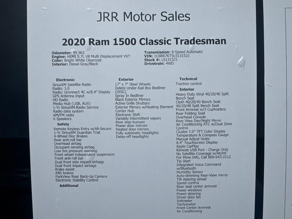 RAM 1500 Classic Tradesman 4x4 Crew Cab 5'7" Box 2020