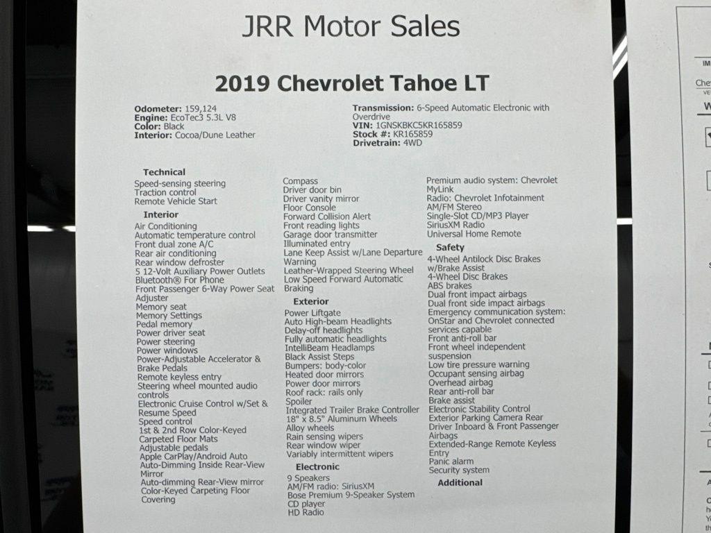 Chevrolet Tahoe 4WD 4dr LT 2019